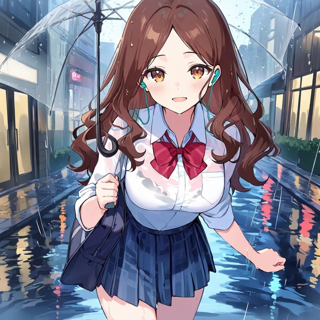 雨の日のパリ風登校