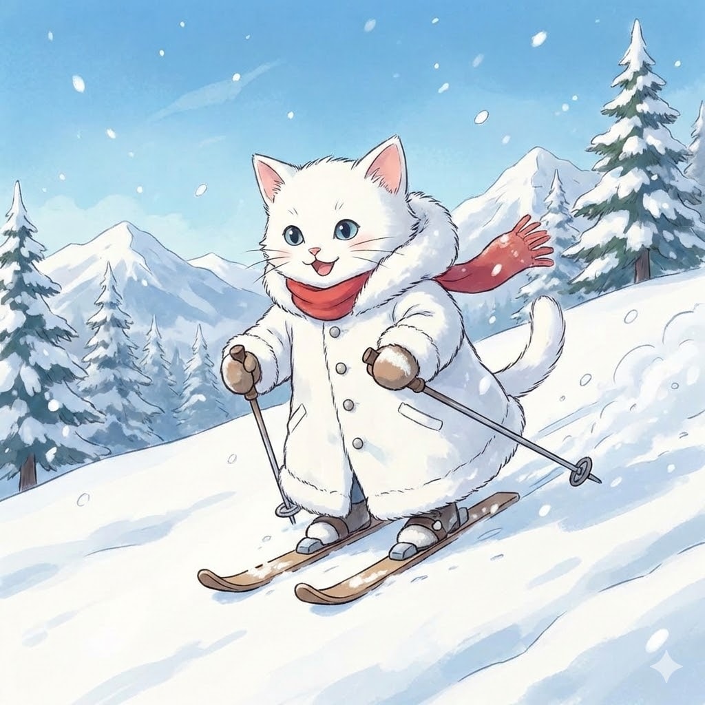 白猫スキーヤー | の人気AIイラスト・グラビア