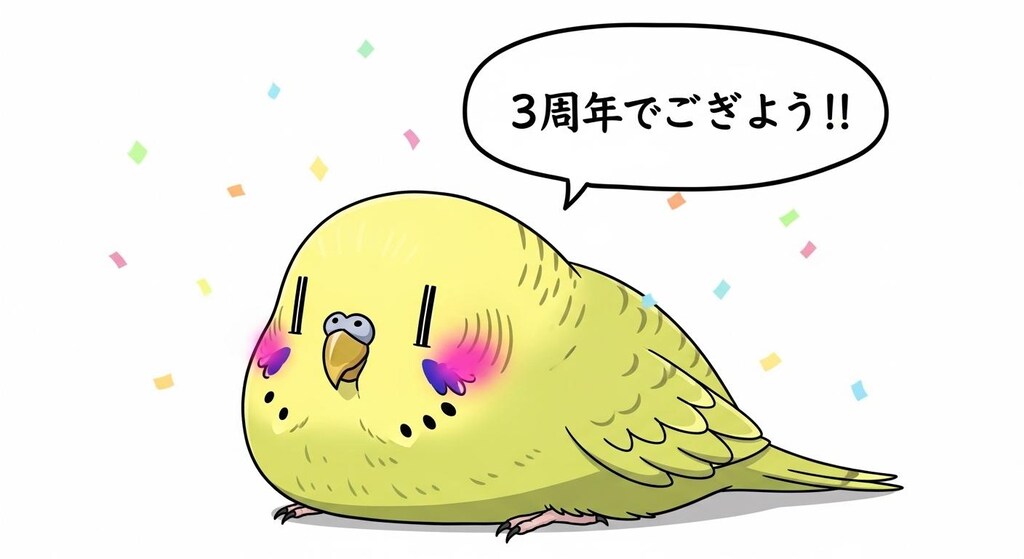 3周年おめでとうが中々言えないWhiskインコ