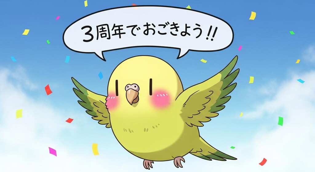 3周年おめでとうが中々言えないWhiskインコ