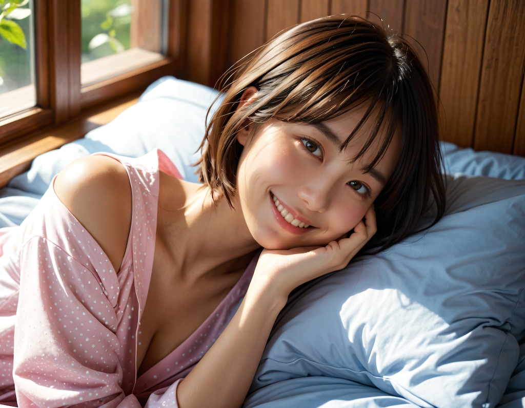 寝起きの女性