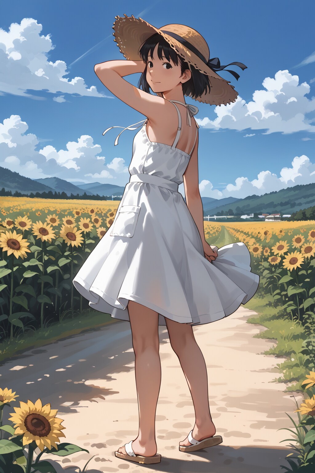 ひまわり畑と白ワンピ その2