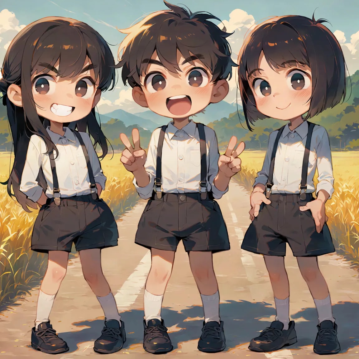 学校の帰り道の可愛い少年たち