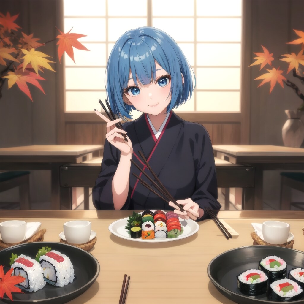 寿司と紅葉の撮影スタジオ