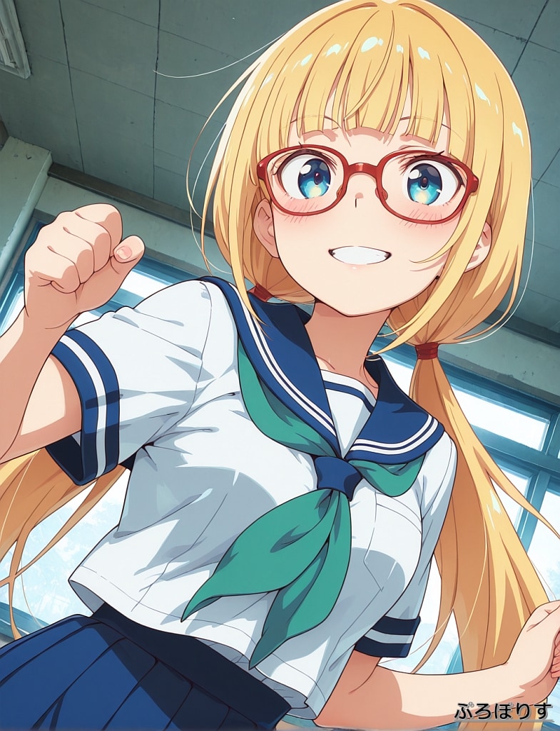 金髪姫カットの眼鏡っ娘
