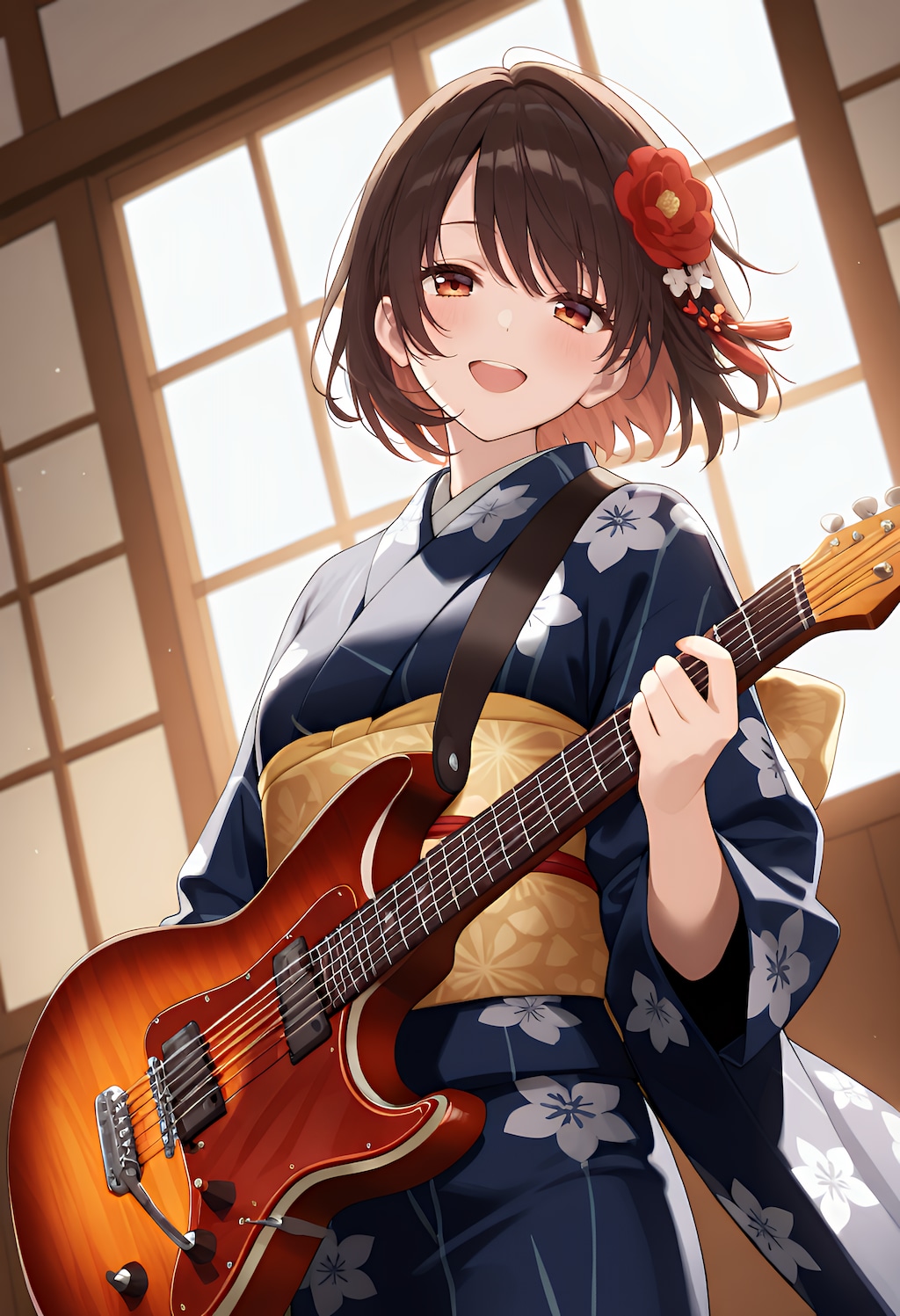 着物とエレキギター