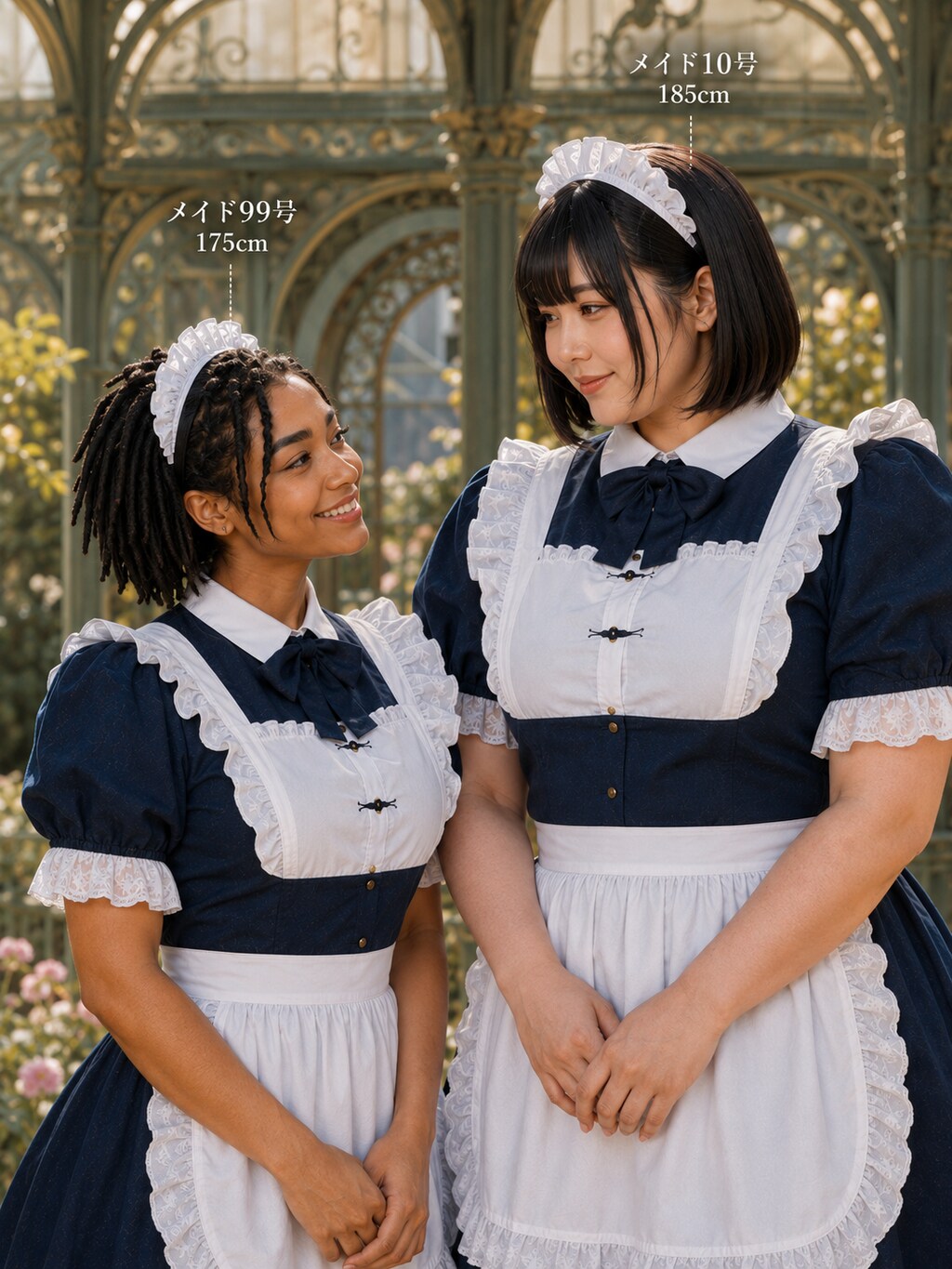 執事ちゃんとメイド組の身長比較