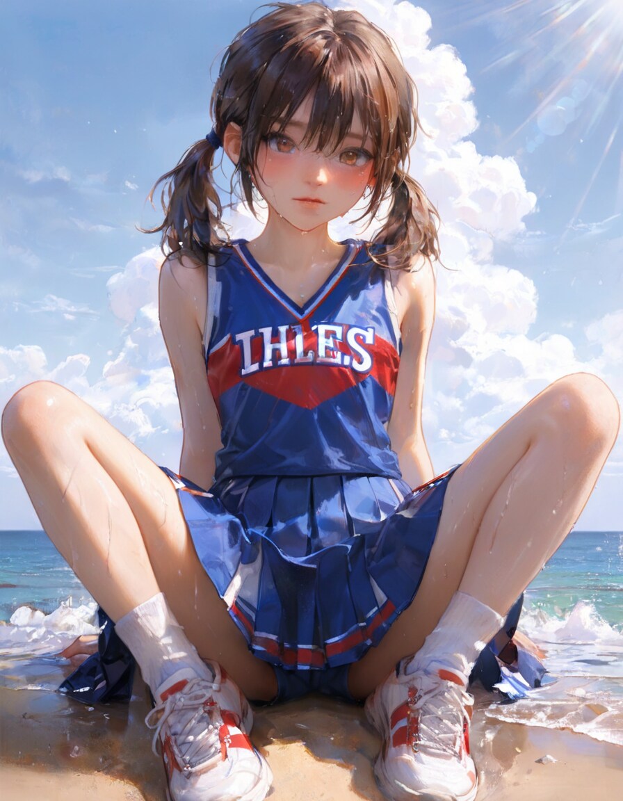 海とチアガール