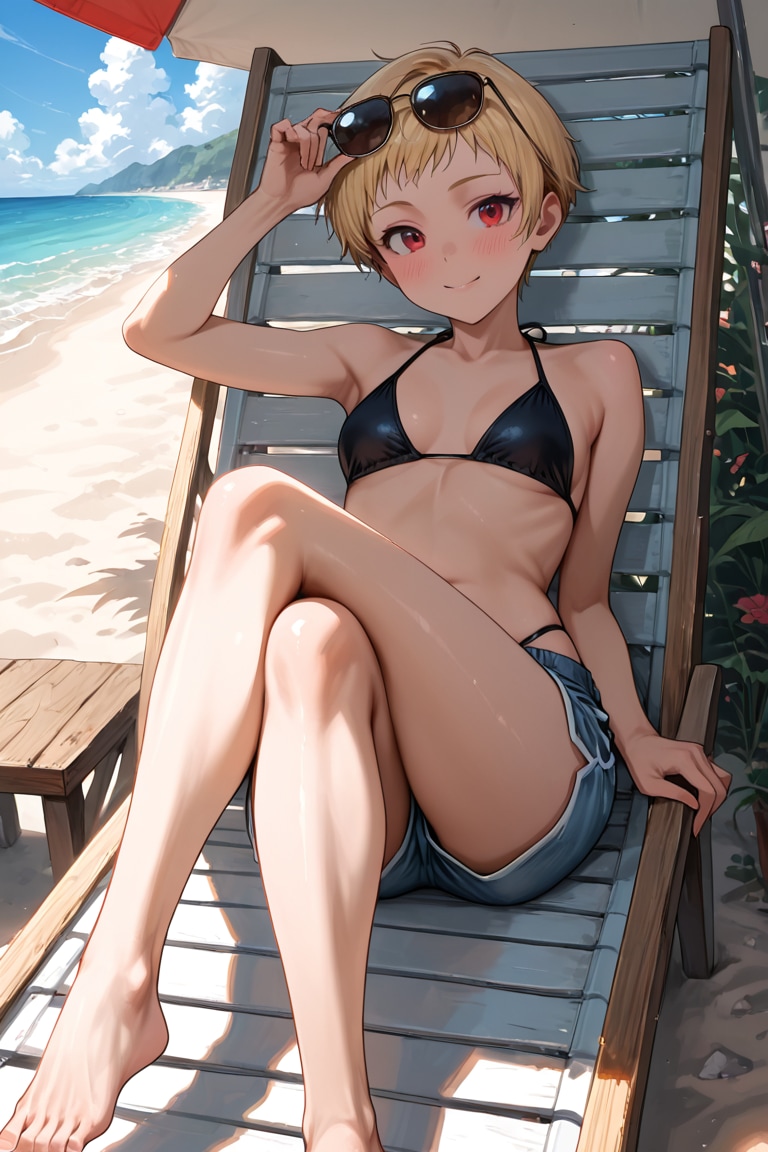 パラソルの下で