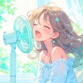 扇風機に「あー」 4枚目