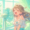 扇風機に「あー」 5枚目