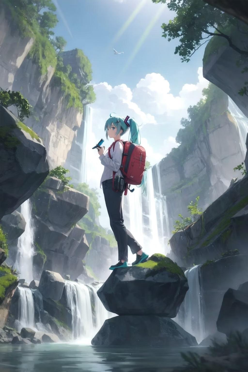 滝のある風景