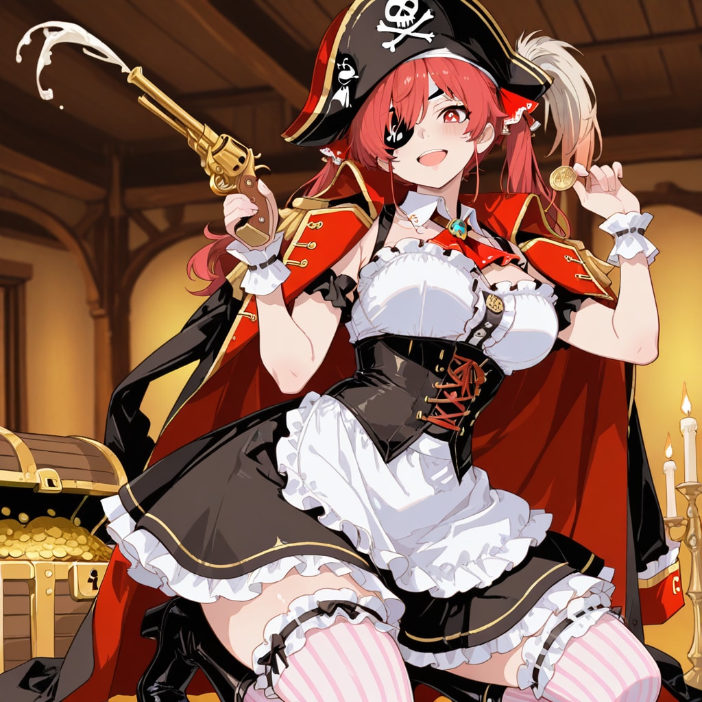 宝箱を見つけた陽気なパイレーツメイド