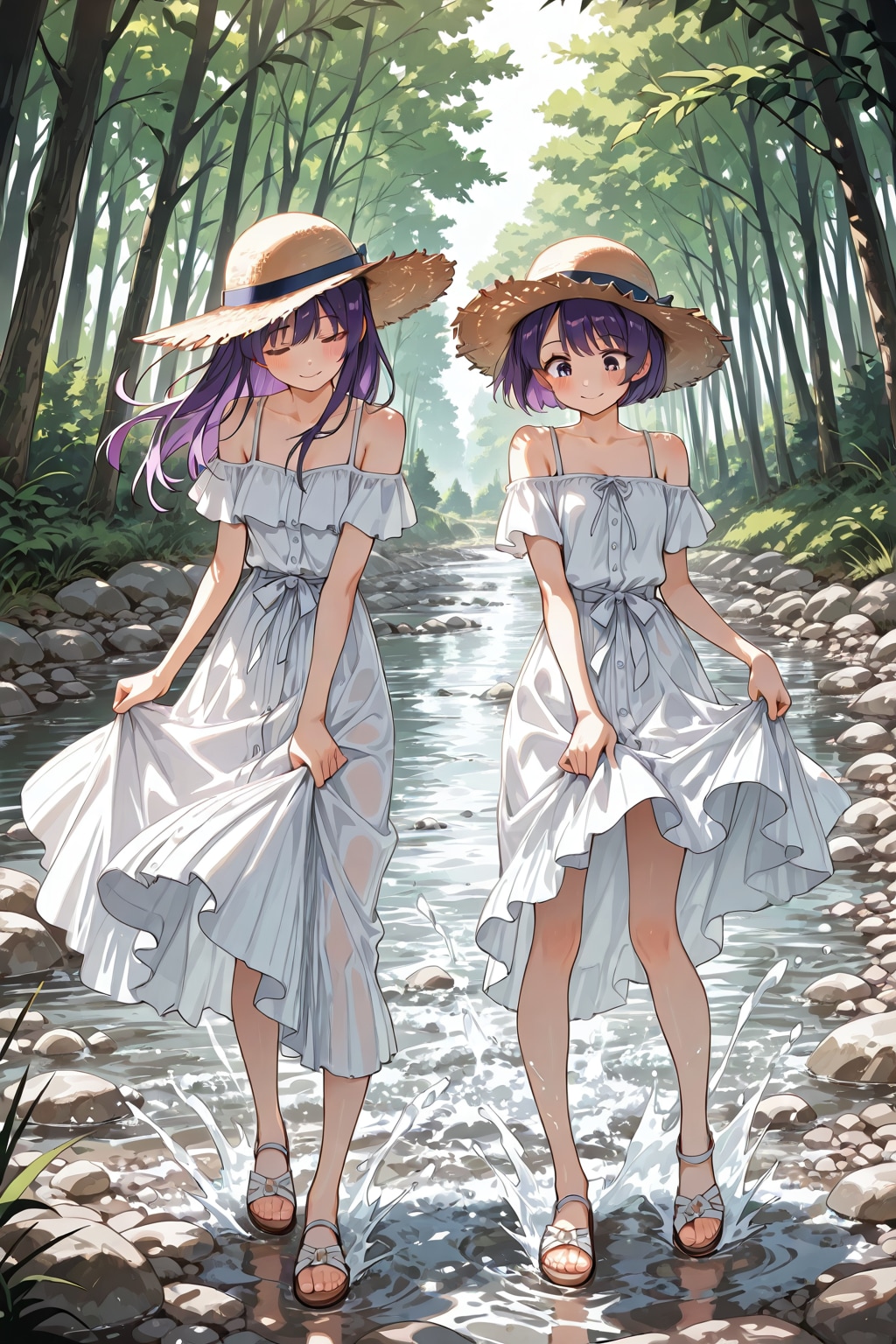 姉妹の川遊び