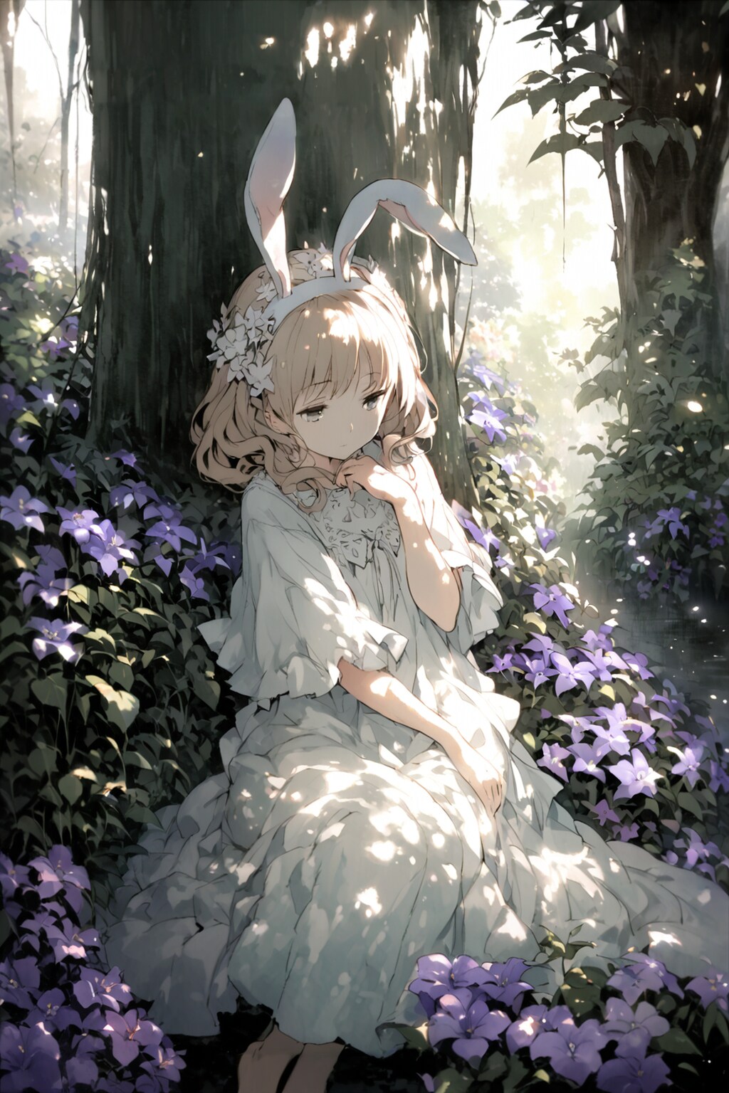木の下のウサギさん