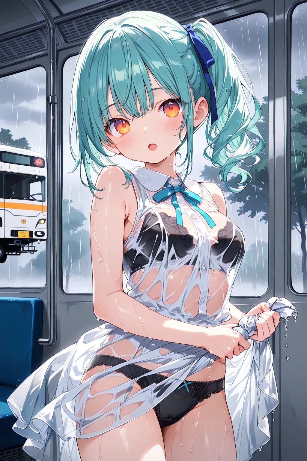 雨に濡れる少女たち