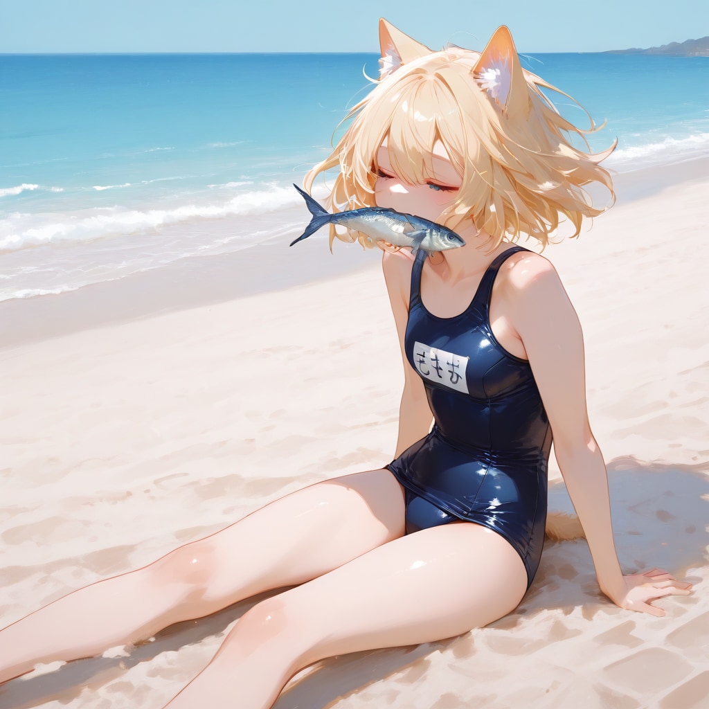猫娘とでれ助（猫）