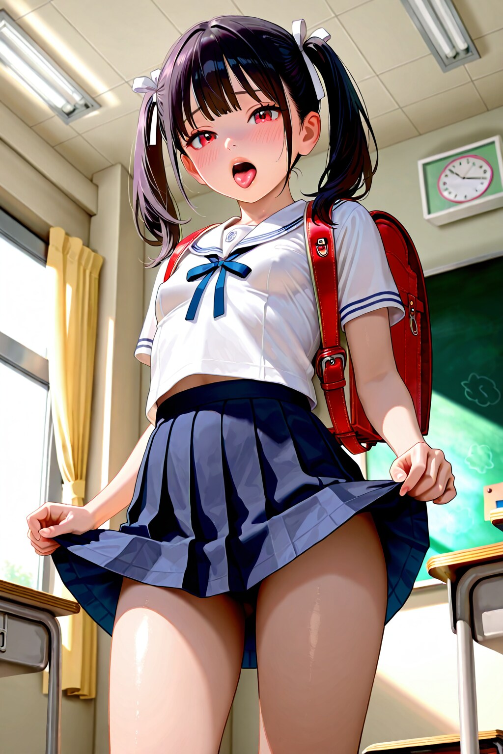 教室で