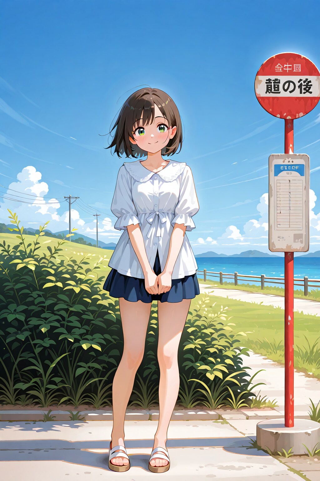 バスを待つ少女