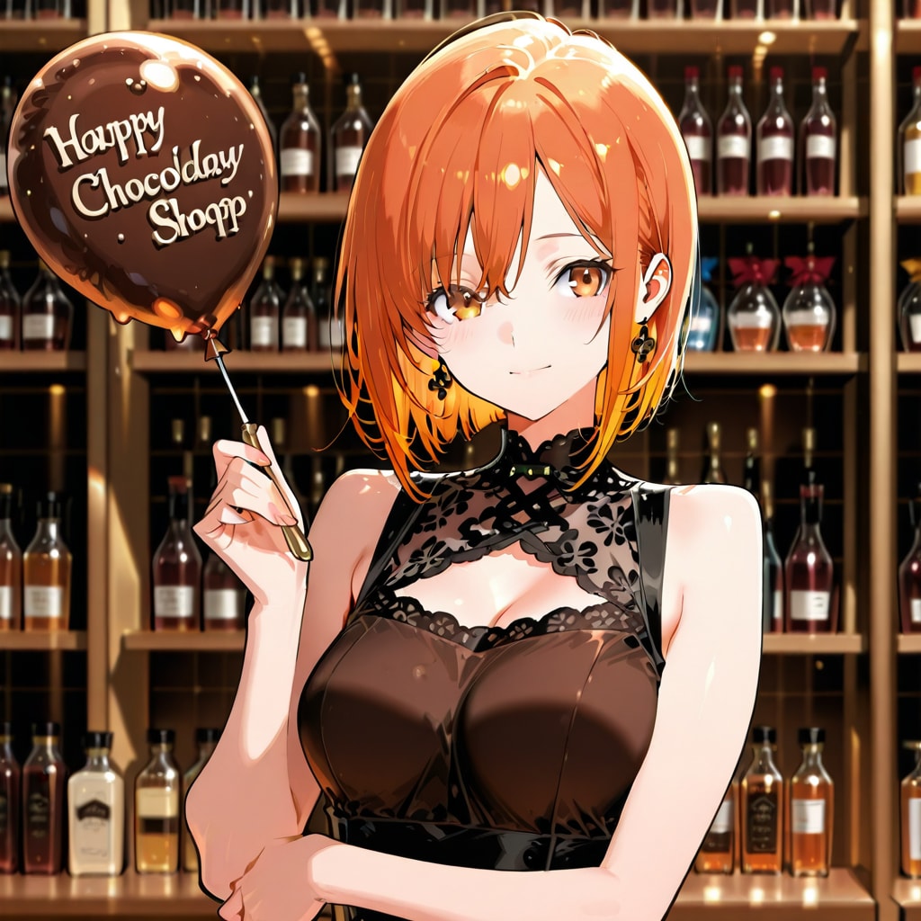 普通を持つオレンジ髪ショートカットの美女 | の人気AIイラスト・グラビア