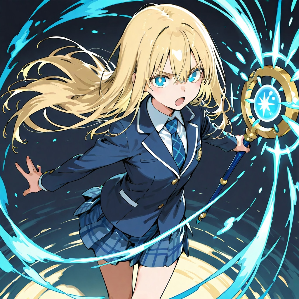 制服姿の魔法少女