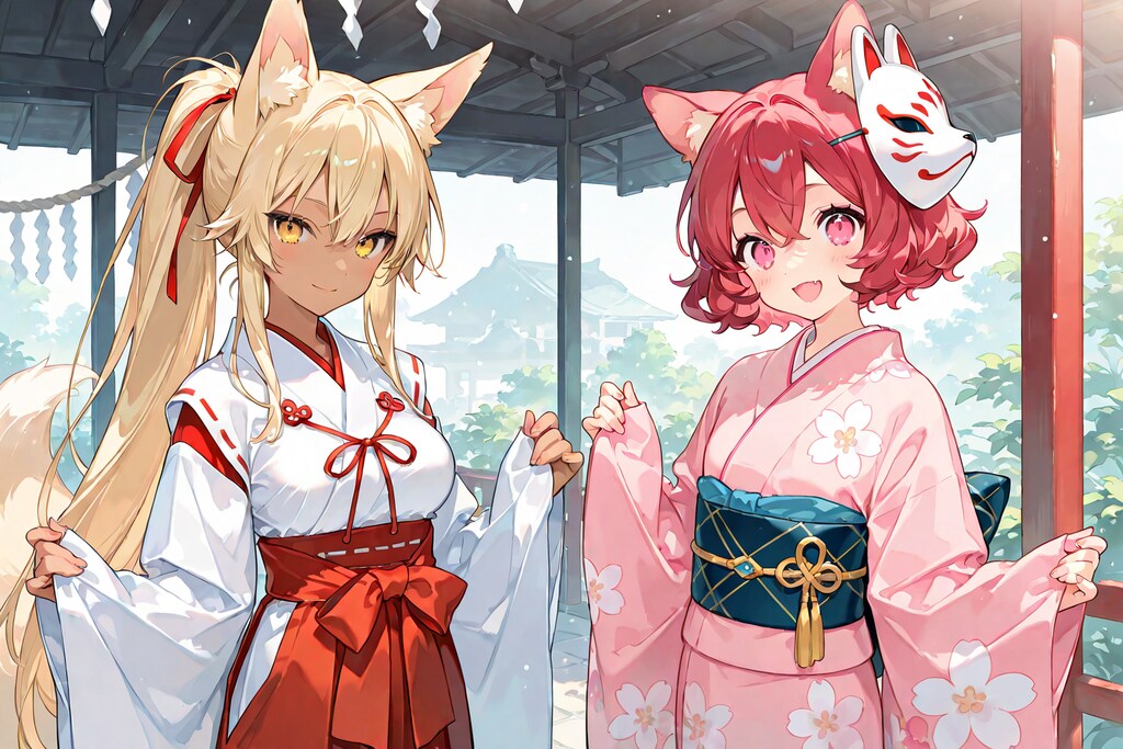 【コラボ】金狐に赤狐 (ツーチさんの金狐さん)