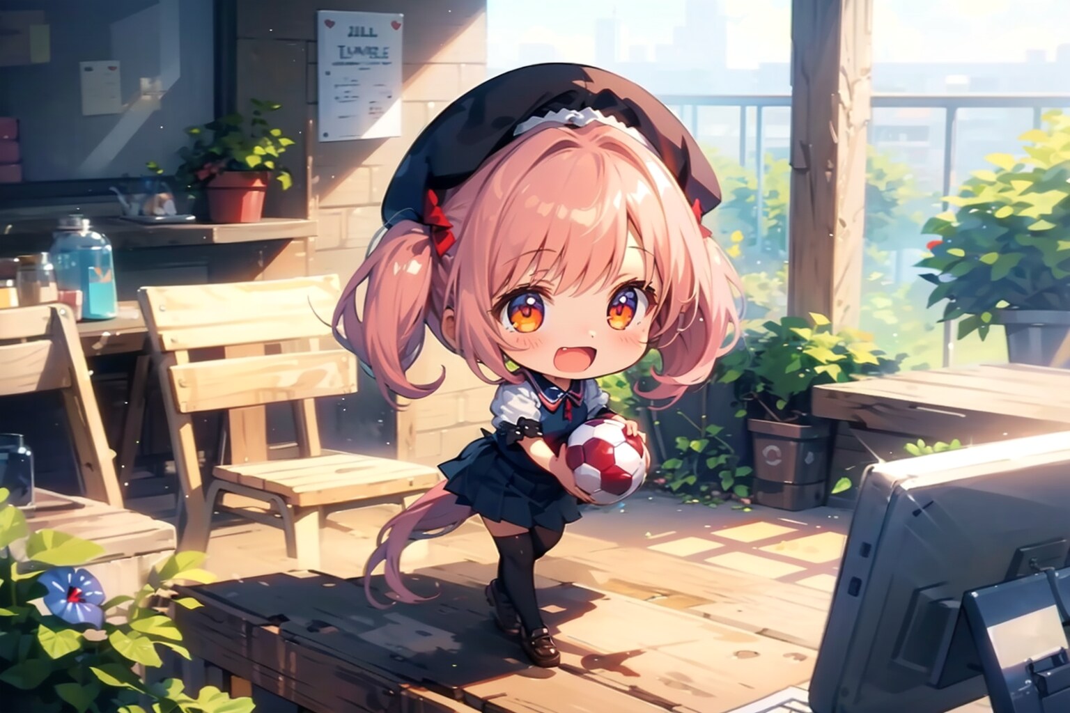 ちびちゃんも、サッカー観戦中！。