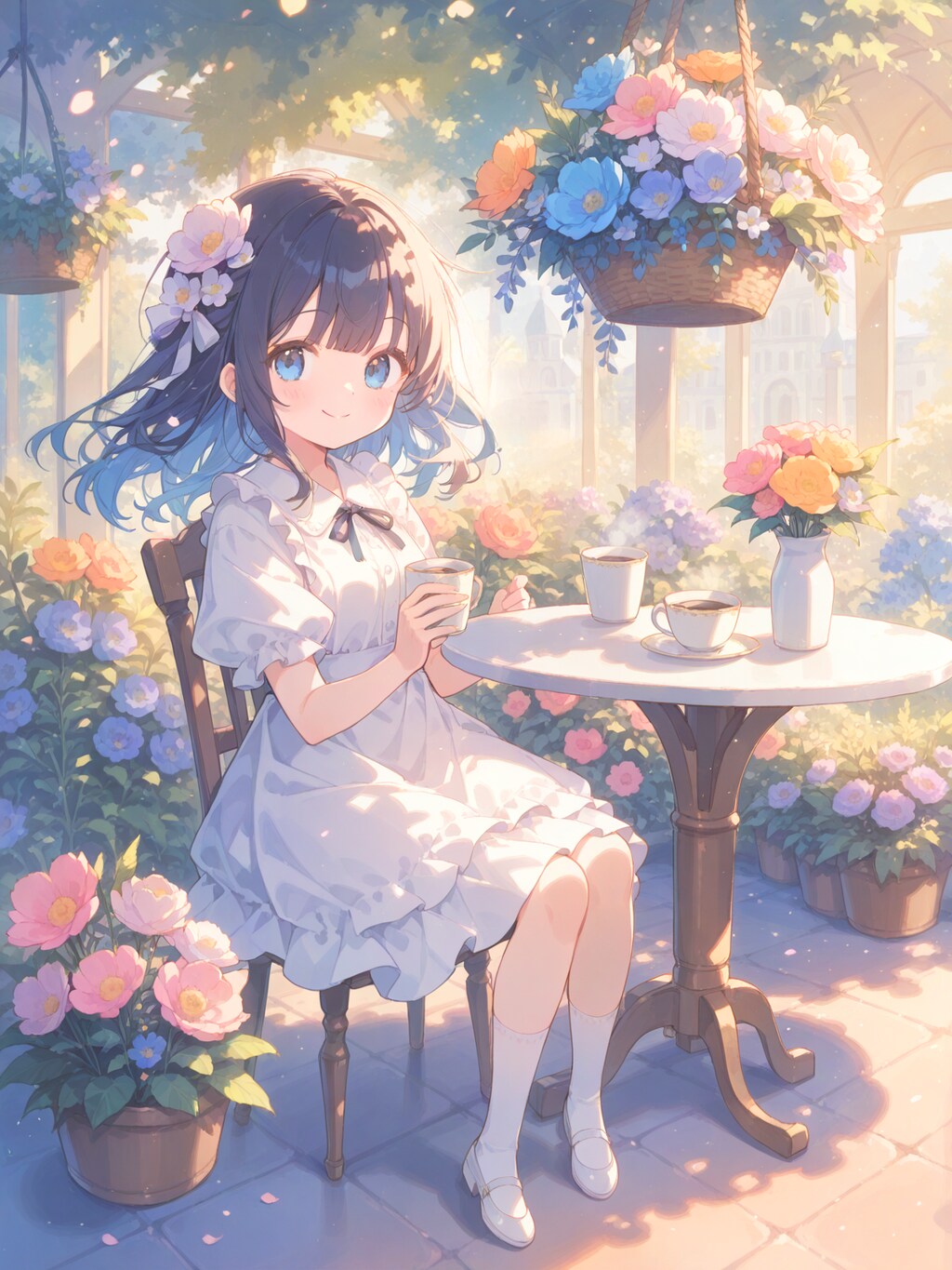 花に溢れて一服