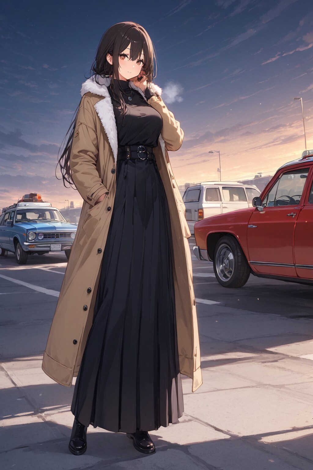 ドライブガール　車で冬の旅行する女子