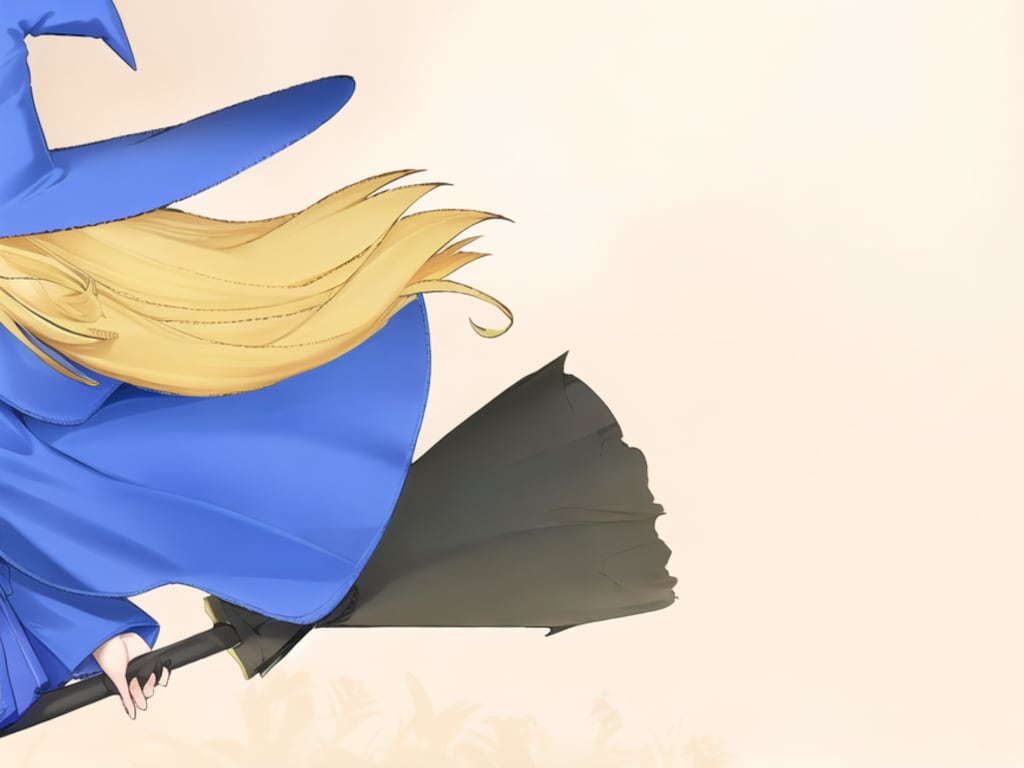 箒で飛び立つ魔女っ娘（12枚　> ボタンを連打するとアニメーションっぽくなります！）