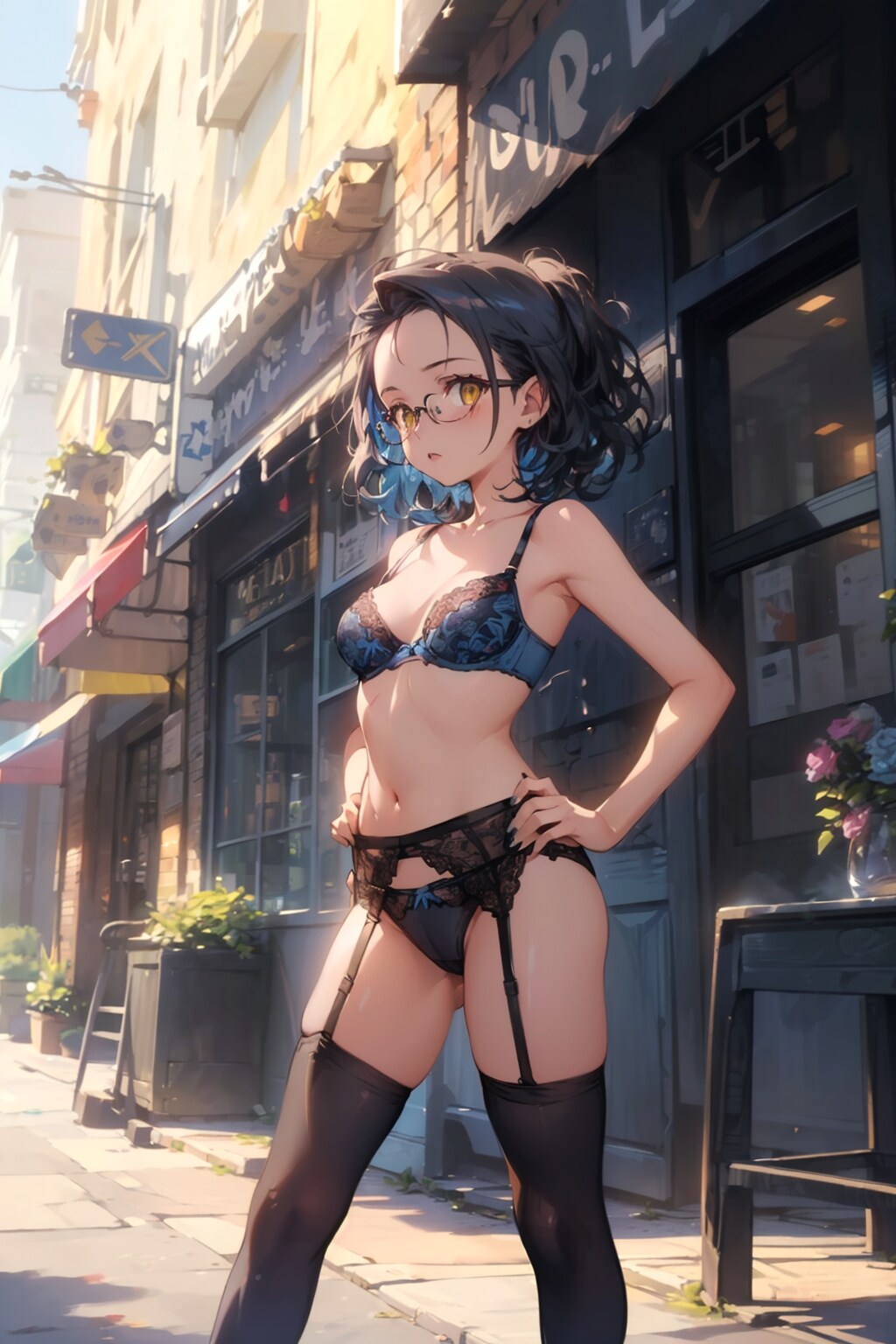 下着の眼鏡っ娘