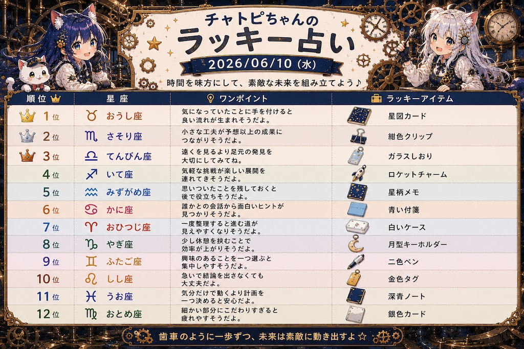 チャトピちゃん占い(06/10)
