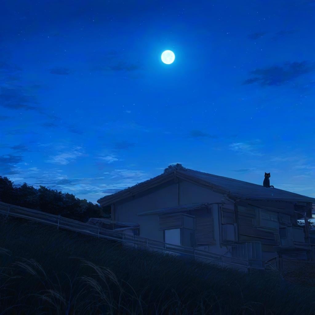 猫さんと月