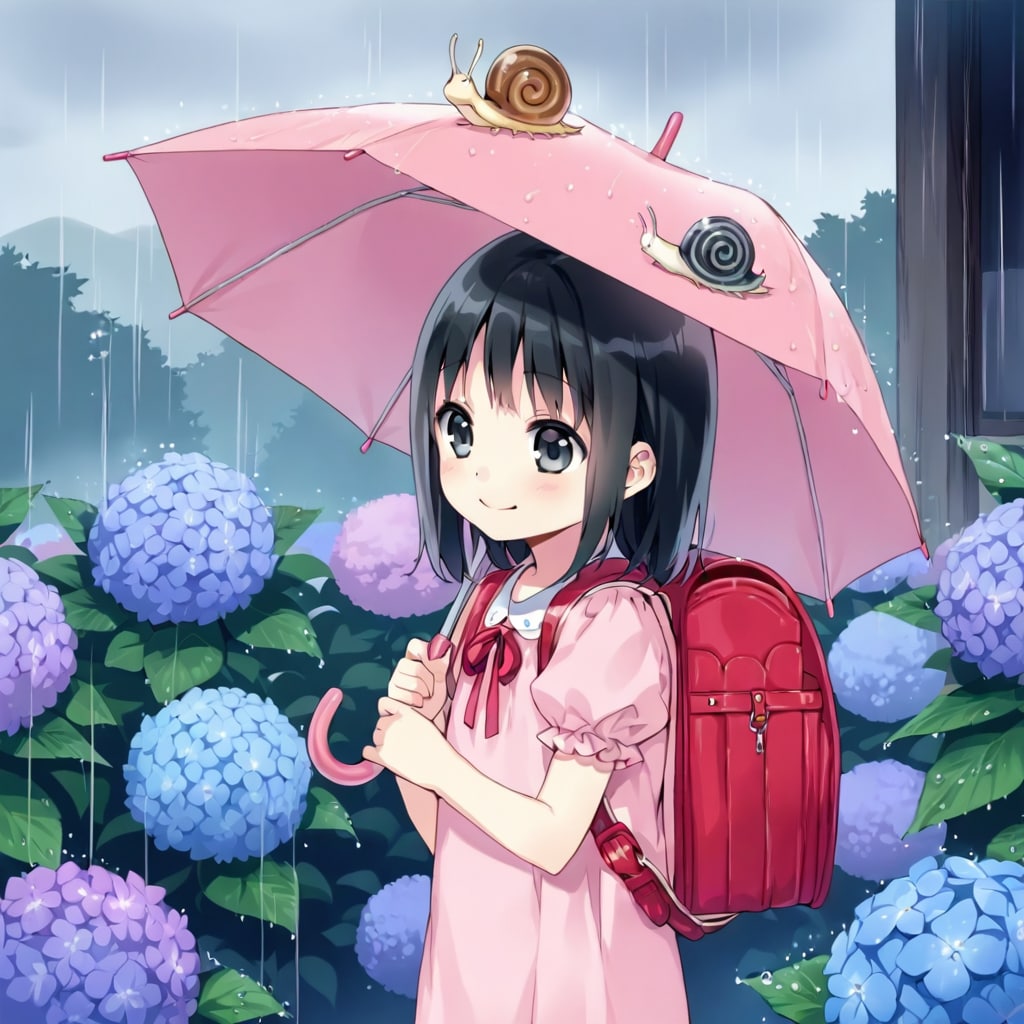 紫陽花とカタツムリと傘 | の人気AIイラスト・グラビア