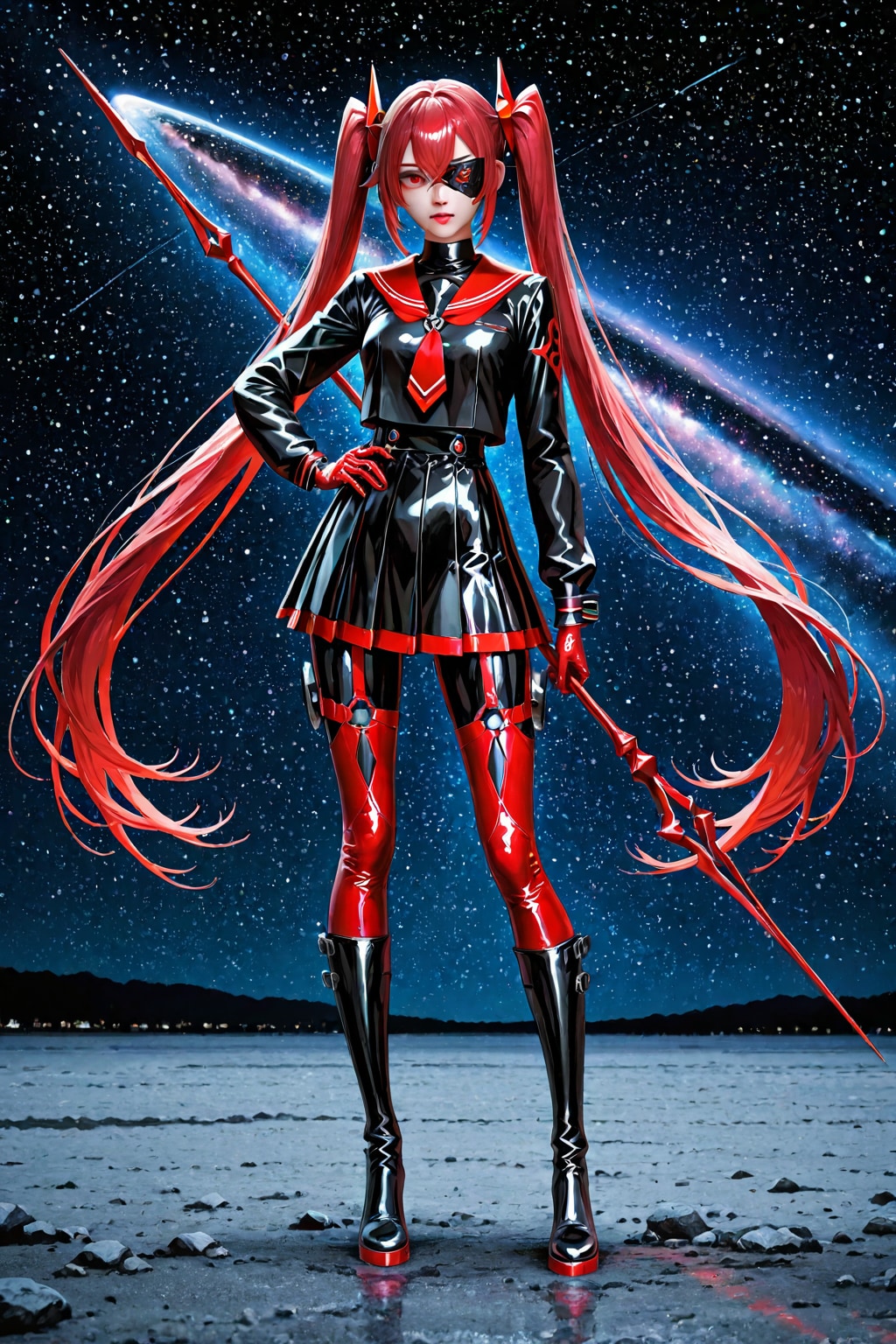 メタリッククリムゾンレッドセーラー服