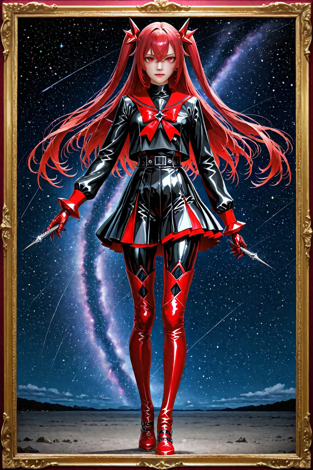 メタリッククリムゾンレッドセーラー服