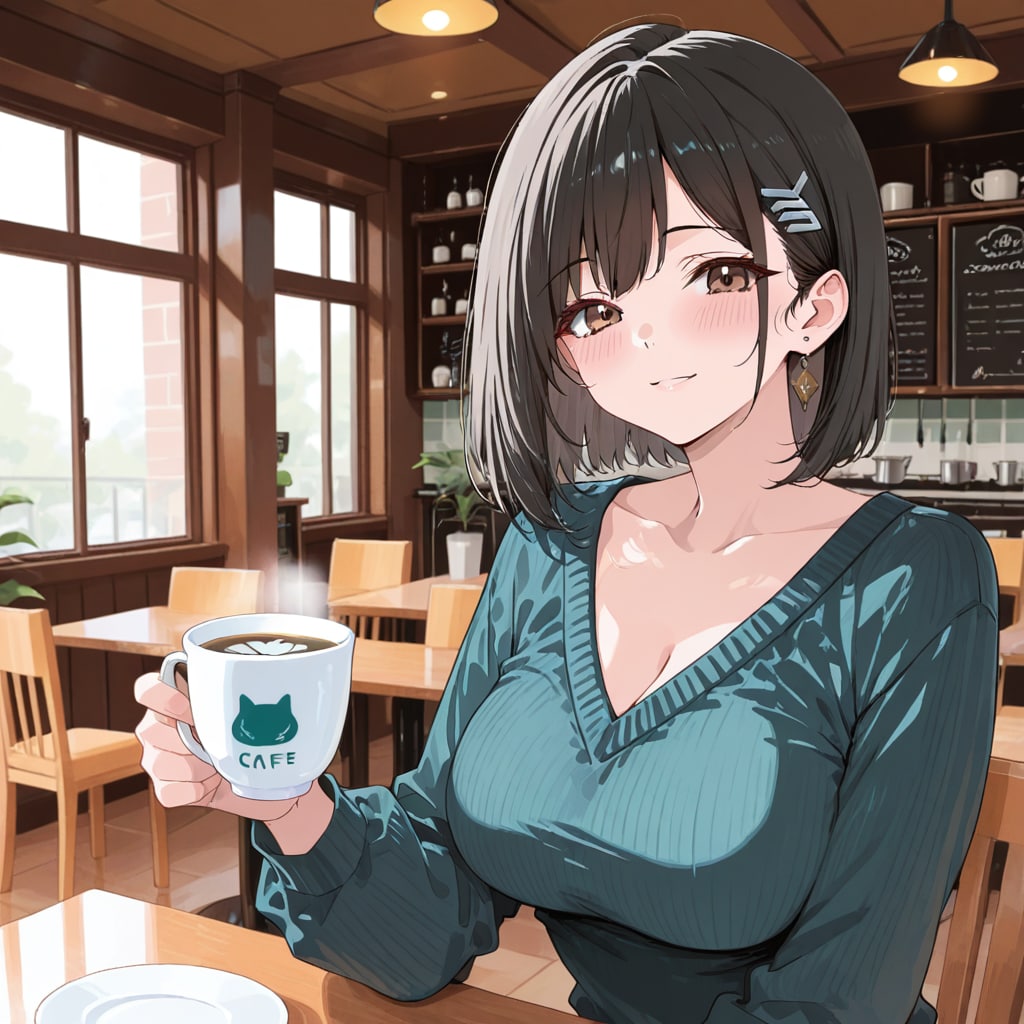 カフェにいる女性