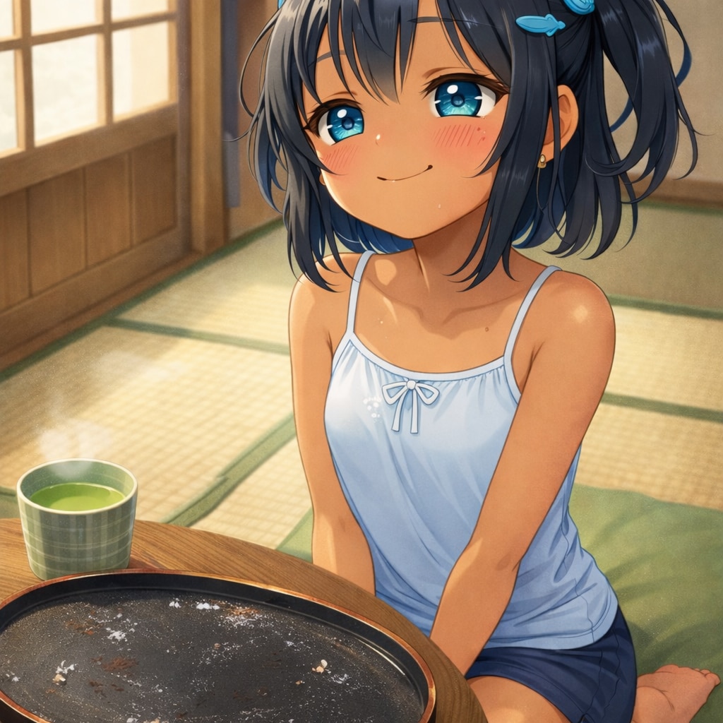 いちご大福を食べるこなつちゃん