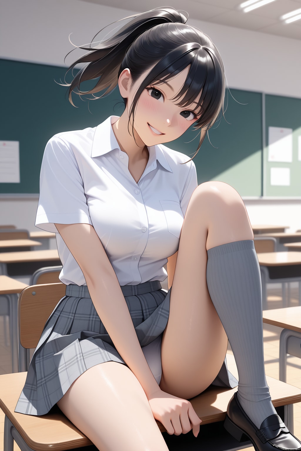 机の上にクラスメイトを乗せてみた♡