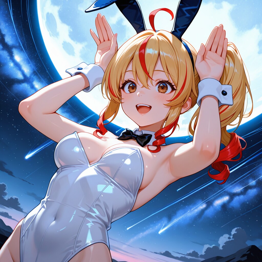 バニーと満月と流星