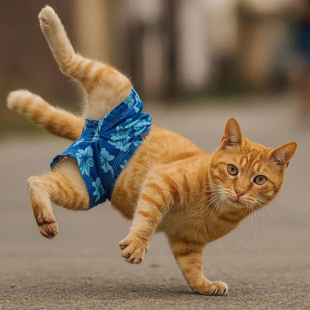 夏だから履かされた猫