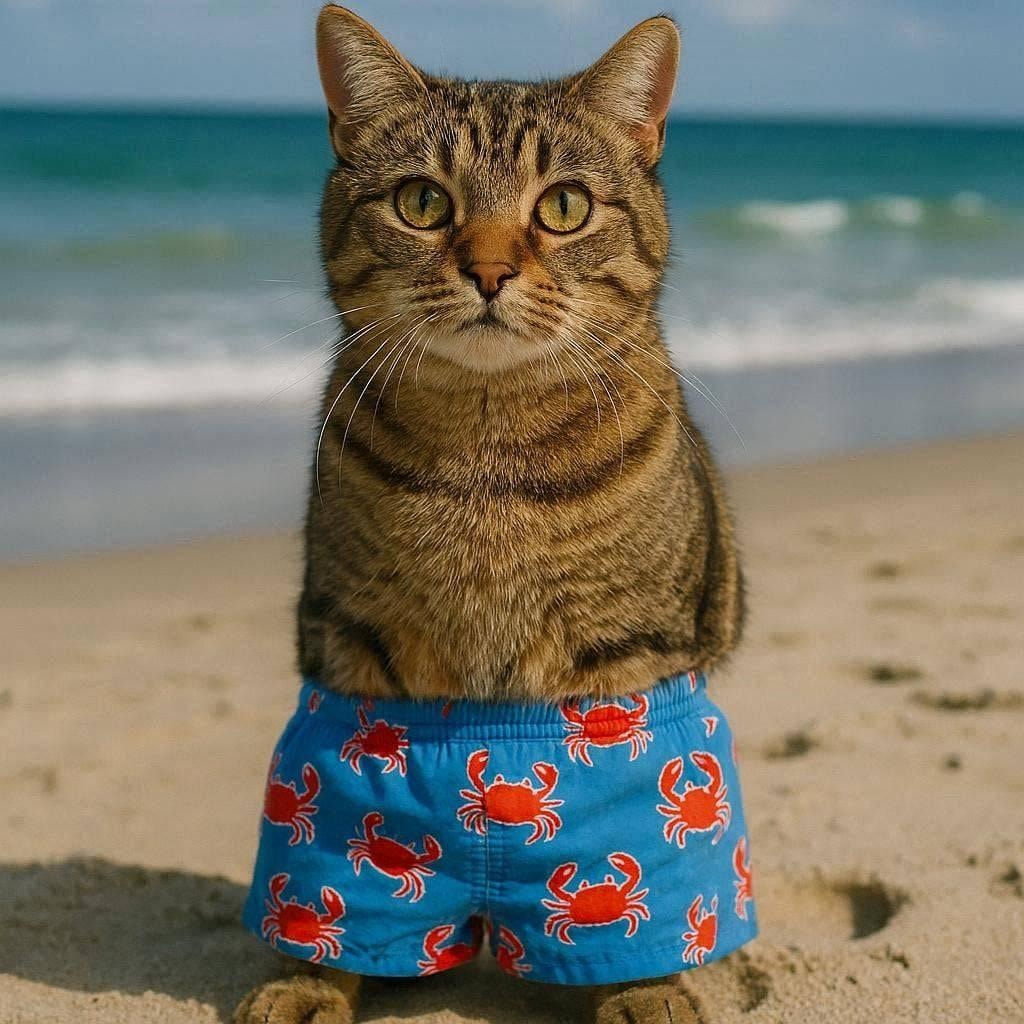 夏だから履かされた猫