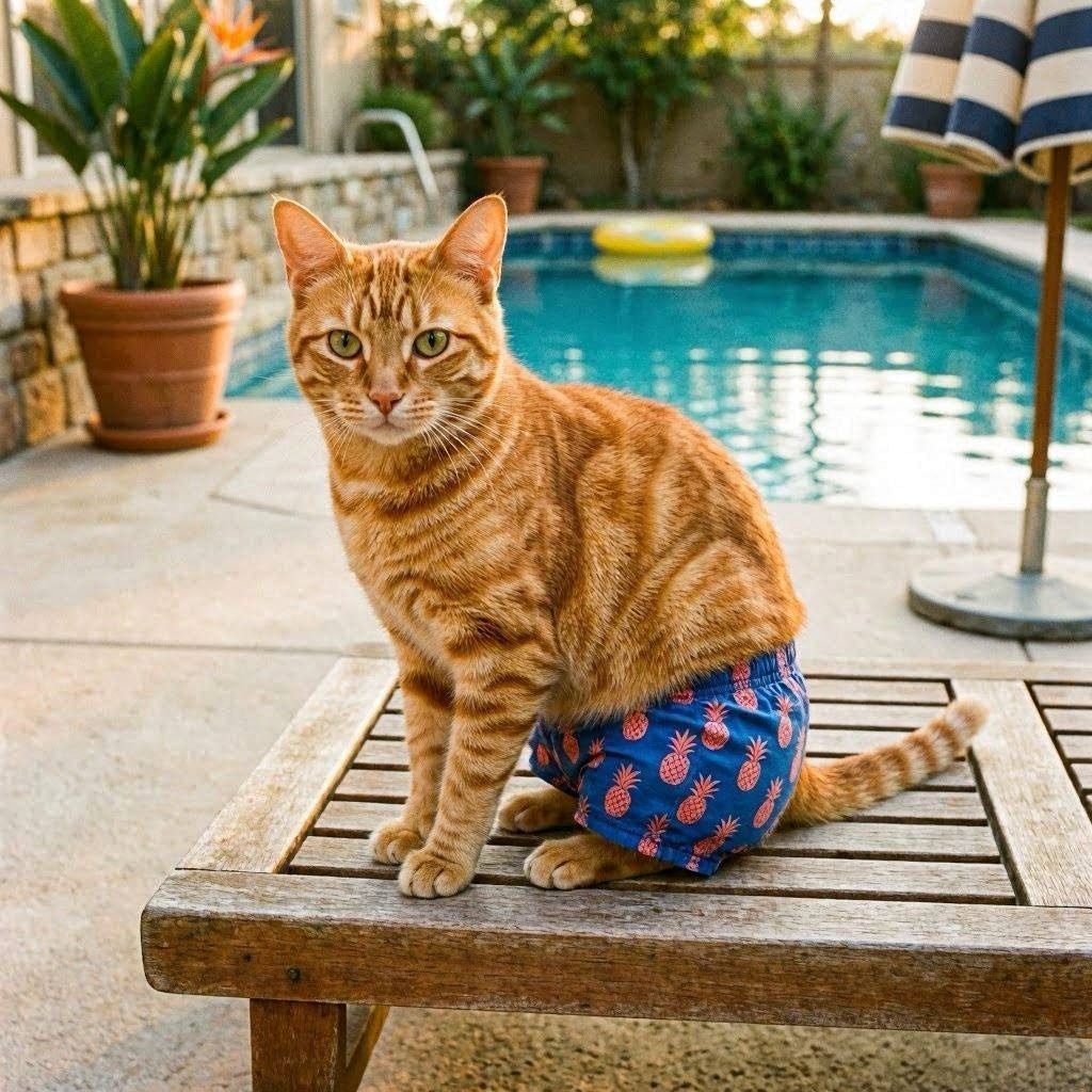 夏だから履かされた猫