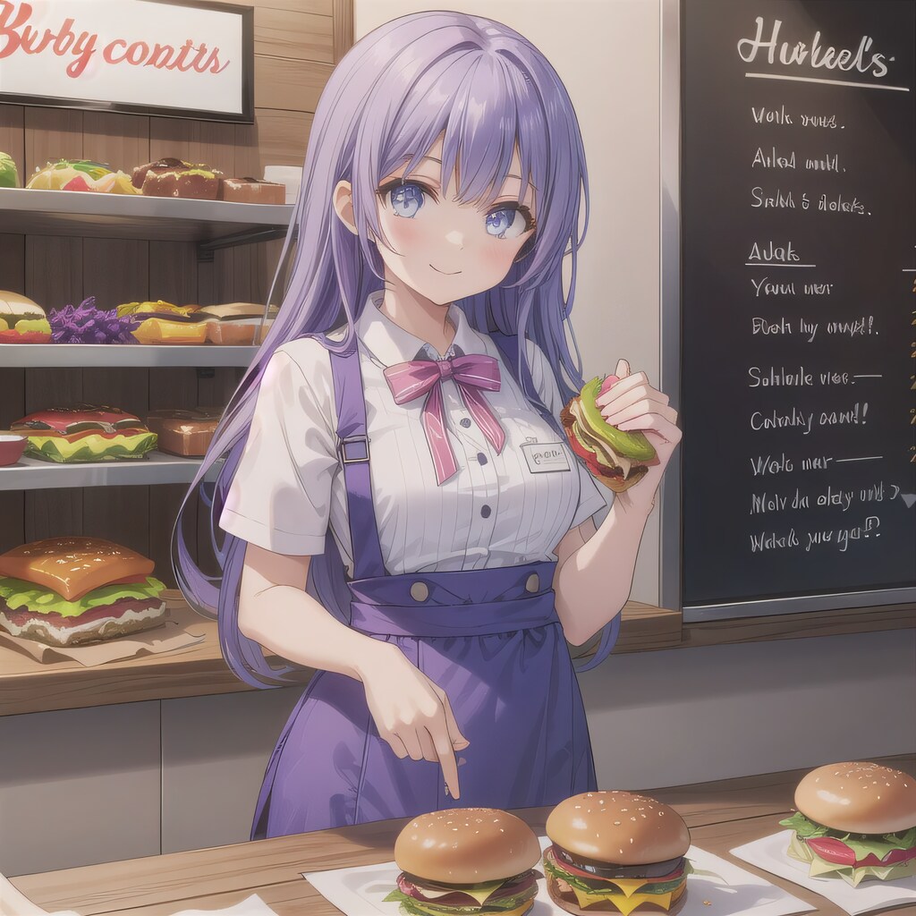 紫髪ロングでクルーの少女