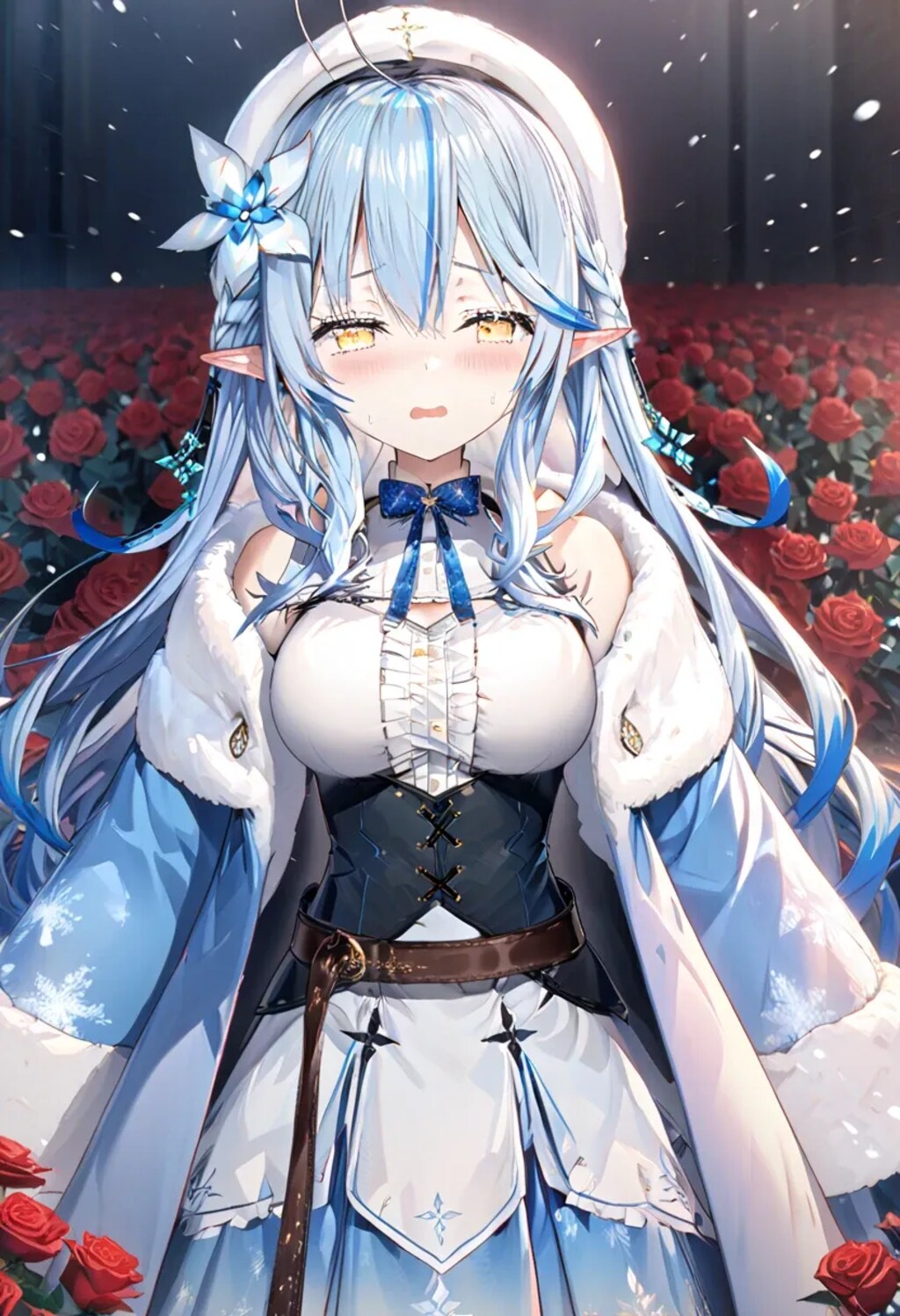 赤い薔薇と雪花ラミィ