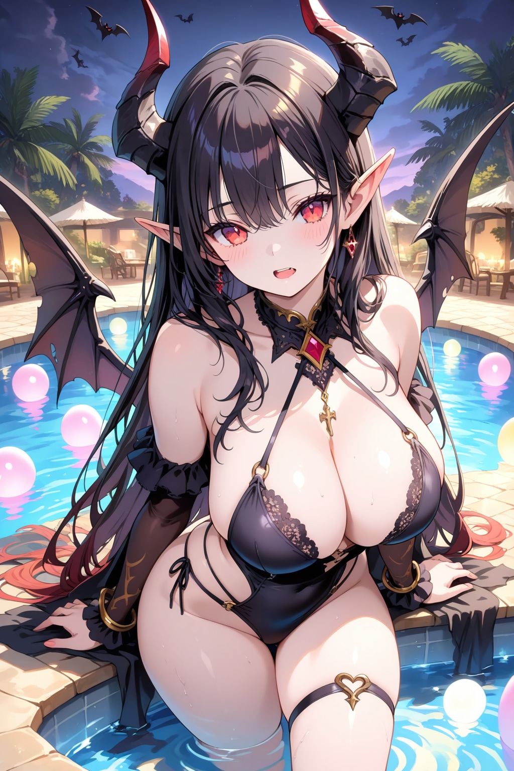 プールの悪魔娘