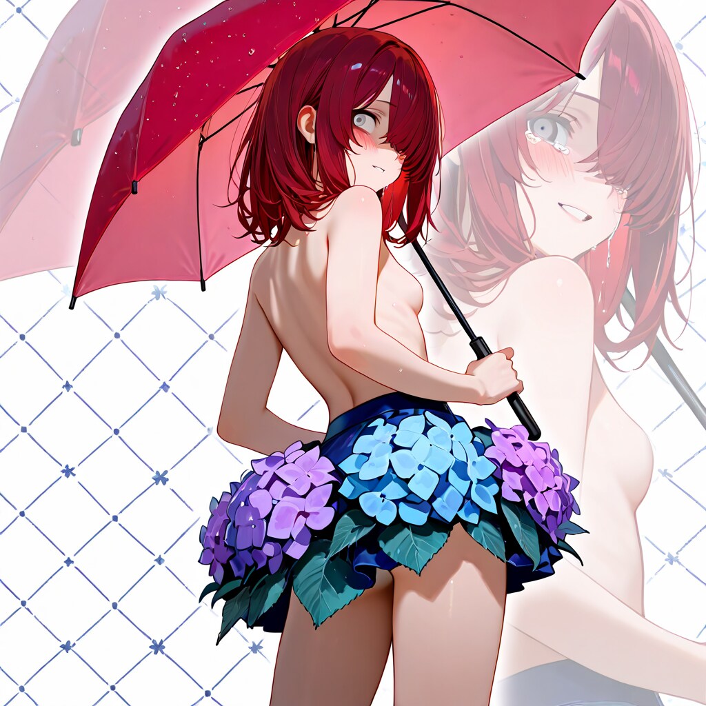 紫陽花デコ盛りスカート