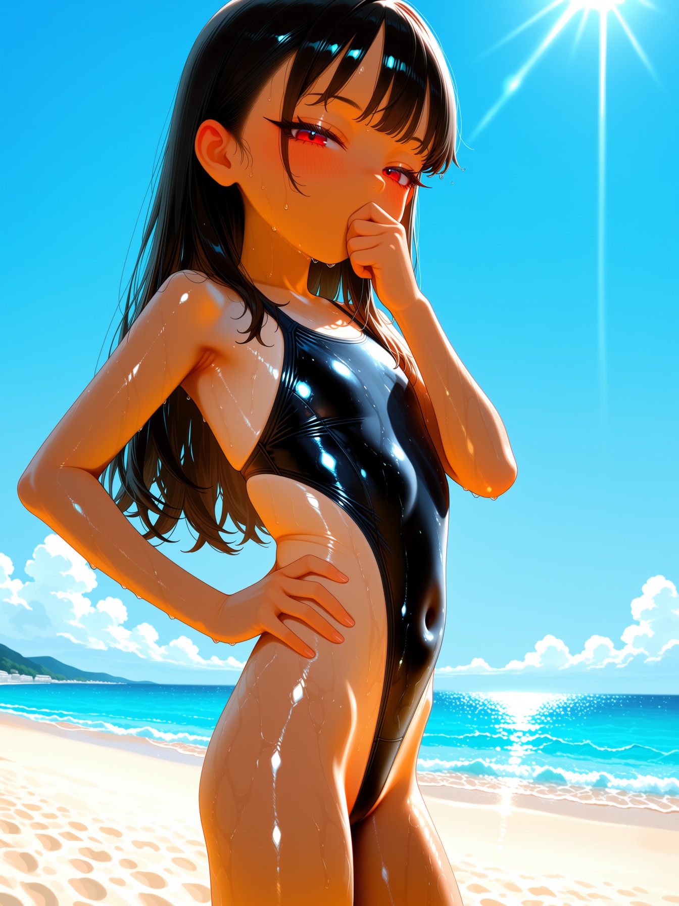 ハイレグスク水風+競水