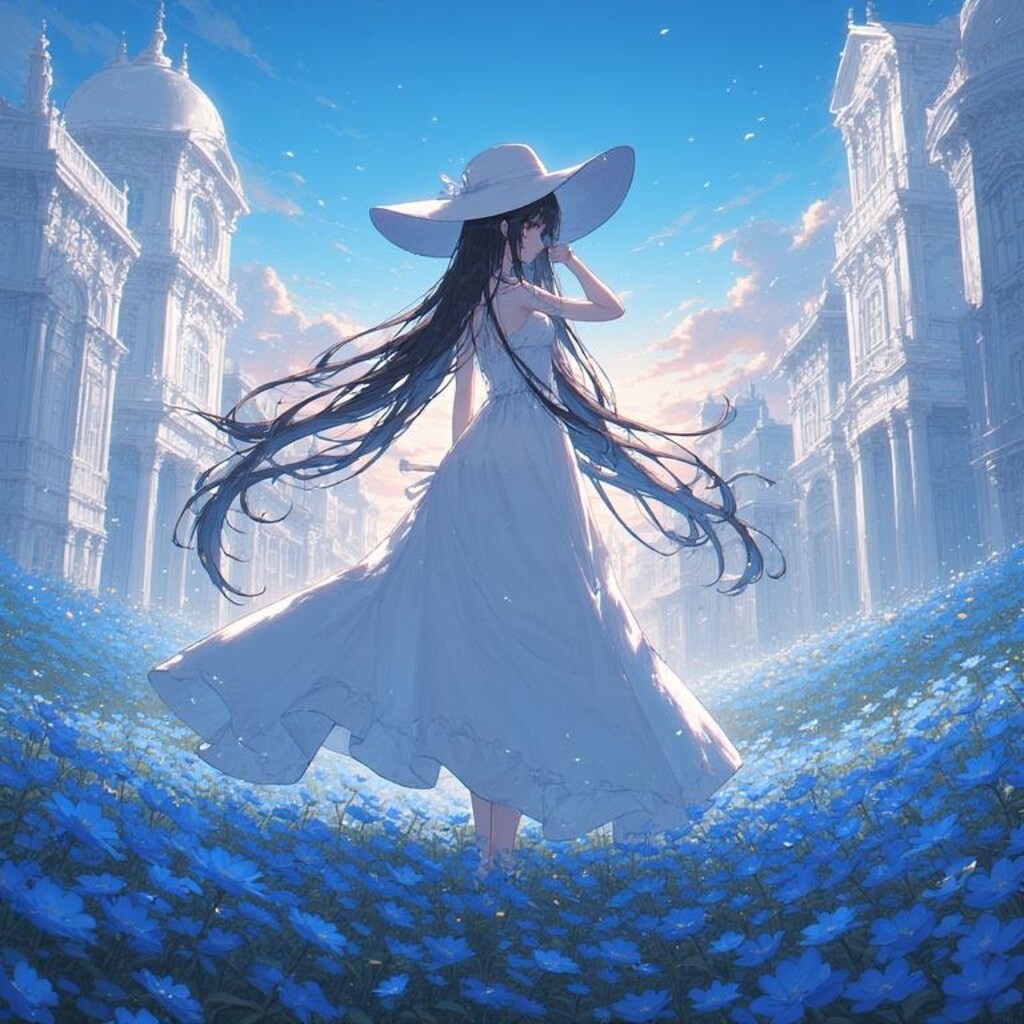 青い花畑の八尺様