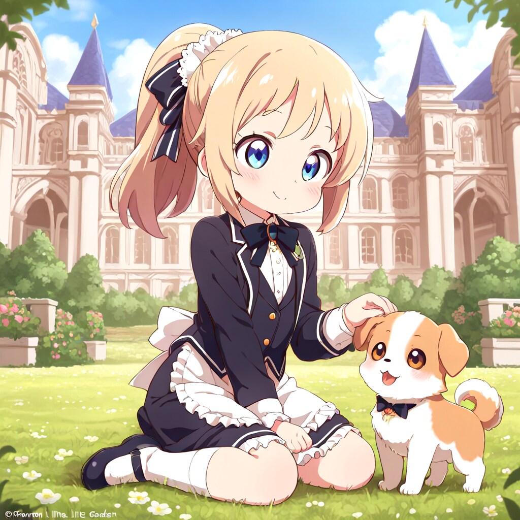 わんこの世話をする執事さん